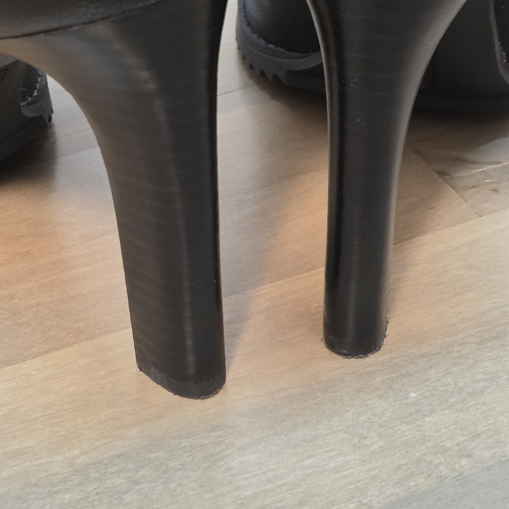 Black Mesh High-Heel Ankle Boot with Embellished Strap - Picture 9 of 12